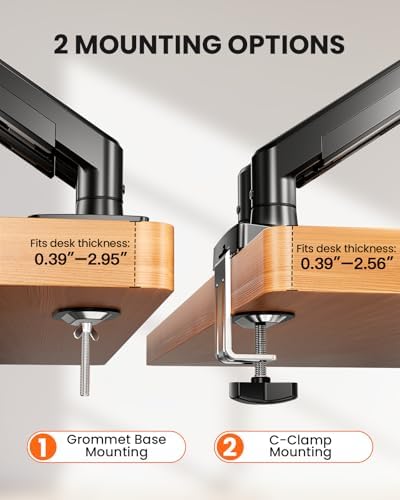 ErGear Dual Monitor Arm, Full Adjustable Monitor Mount for 13–32″ Screens, Fast Install Computer Monitor Stand with Tool-Free VESA Mount, Max Load 19.8 lbs, Max VESA 100x100mm - Image 3