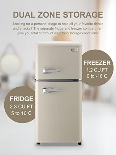 KRIB BLING 3.5 Cu.Ft Compact Refrigerator Mini Fridge with Freezer 7 Level Adjustable Thermostat Removable Shelves Small Refrigerator for Office Dorm Apartment Cream - Image 3