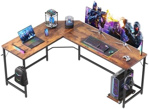 DUMOS 66" L Shaped Gaming Computer Desk, Sturdy Corner Table by DumosLifestyle