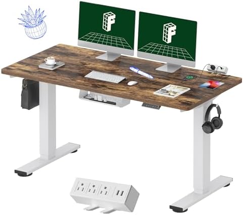 FLEXISPOT EN2 55"x28" Whole-Piece Standing Desk with Power Strip by Unknown