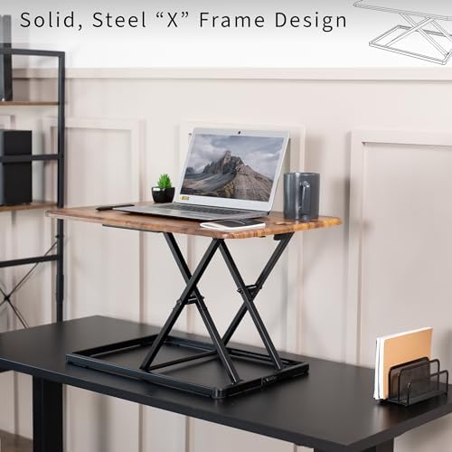 VIVO Vintage Brown 26 in Single Top Standing Desk Converter, DESK-V001JN - Image 4