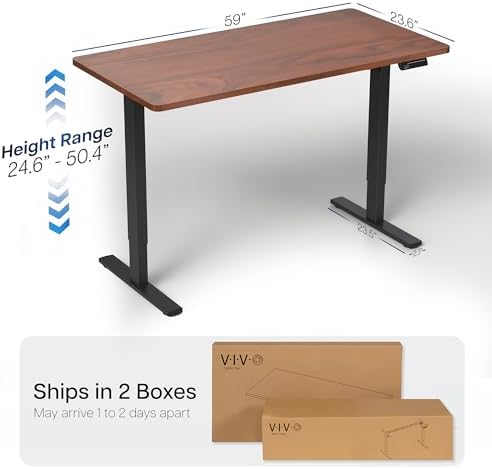 VIVO Dark Walnut 60 x 24 in Standing Desk, DESK-KIT-2B6D - Image 3