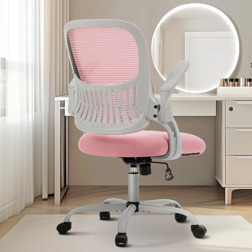 Sweetcrispy Home Office Chair, Mesh Office Chair, Lumbar Support, Pink by Sweetcrispy