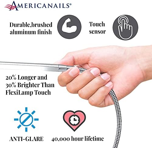 Americanails FlexiLamp Touch XL - LED Table Desk Lamp - Removable Clamp - Adjustable Lighting for Nail Stations - Manicure Table Light - Flexible Arm – 3 Brightness Levels - Touch Sensor - 400 Lumens - Image 6