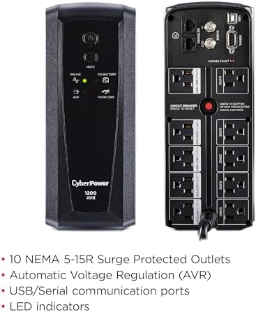 CyberPower CP1200AVR AVR UPS Battery Backup and Surge Protector - Image 5