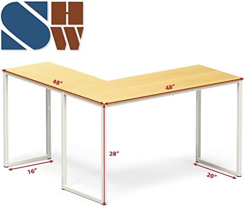 SHW Mission 48 x 48 L-Shape Home Office Computer Desk, Oak - Image 3