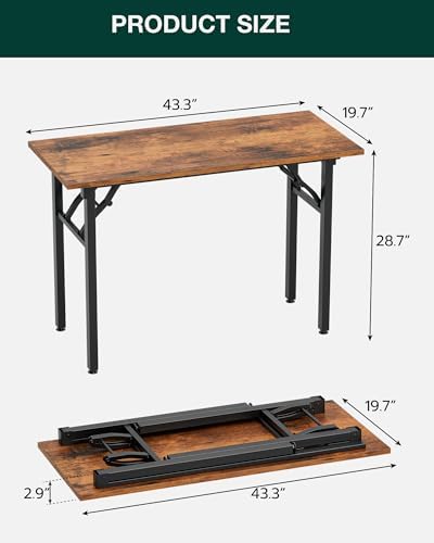 Frylr Small Folding Computer Desk – Portable 43.3 Inch Foldable Laptop Table, Collapsible and Compact for Easy and Fast Setup, Lightweight for Small Spaces, Home Craft and Study Use, Rustic Brown - Image 2