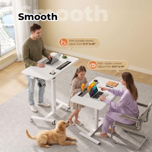 40"×24" Mobile Standing Desk with Drawer, Cup Holder & Hooks - Image 4