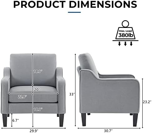VINGLI Accent Chairs Set of 2, Modern Traditional Armchair for Living Room - Image 2