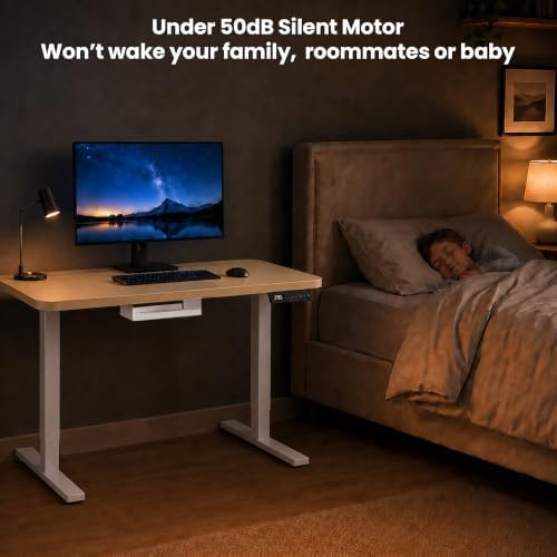 Electric Standing Desk, 40" x 24" Adjustable Height Sit Stand Desk, Small Space Workstation, Compact Computer Desk for Home Office, Stable Steel Frame (Natural) - Image 6