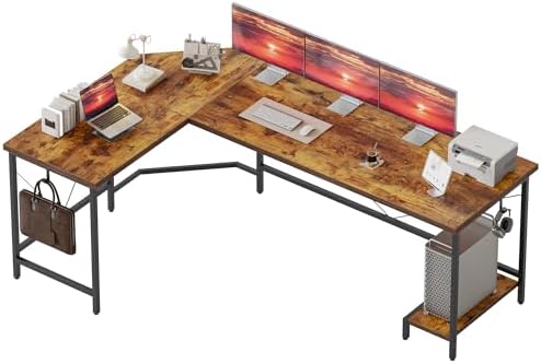 Mericonia 67 inch L Shaped Desk with CPU Stand, Large Corner Gaming Desk by MERICONIA