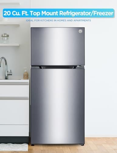 Commercial Cool 20 Cu. Ft. Top Mount Refrigerator with Freezer, 2-Door Refrigerator with Top Freezer and Adjustable Temperature Control, Ice Maker Ready, Energy Star Certified, Stainless Look - Image 2