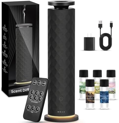 Hotel Scent Diffuser, Waterless Scent Diffuser for Home, Quiet Operation, Suitable for Living Rooms, Offices, and Hotels,Contains Five Aromatherapy Essential Oils，Black by BUBLOC
