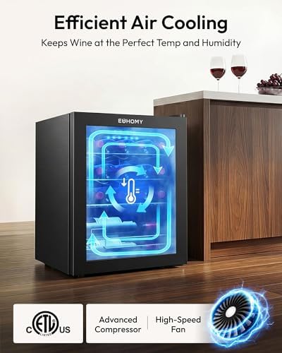 EUHOMY 16 bottle Wine Cooler Refrigerator, Wine Fridge Glass Door, Black - Image 4