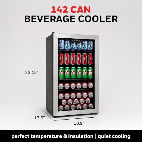 Honeywell Beverage Refrigerator and Cooler, 142 Can Mini Fridge with Glass Door for Soda Beer or Wine for Office or Bar with Adjustable Removable Shelving - Image 3