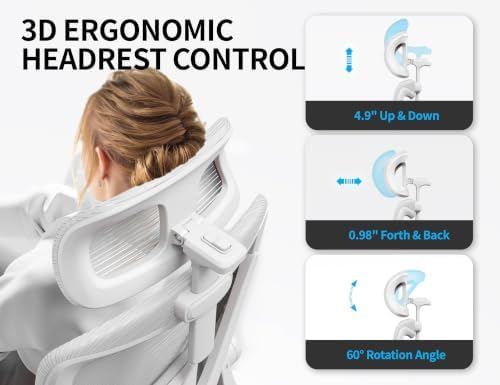 Ergonomic Office Chair: Mesh Desk Chair Comfy with Headrest& Lumbar Support - Image 5