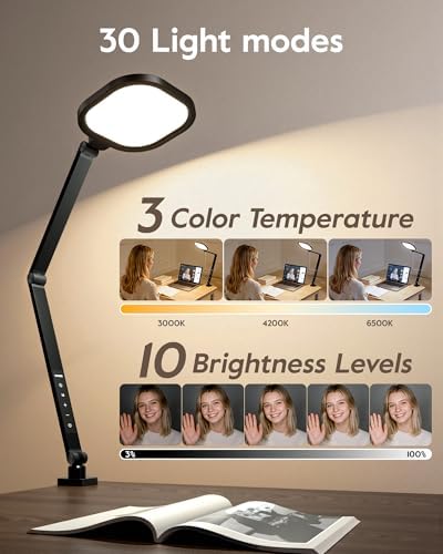LitONES Remote LED Desk Lamp with Clamp, 2000LM, 30 Modes, Metal Arm - Image 6