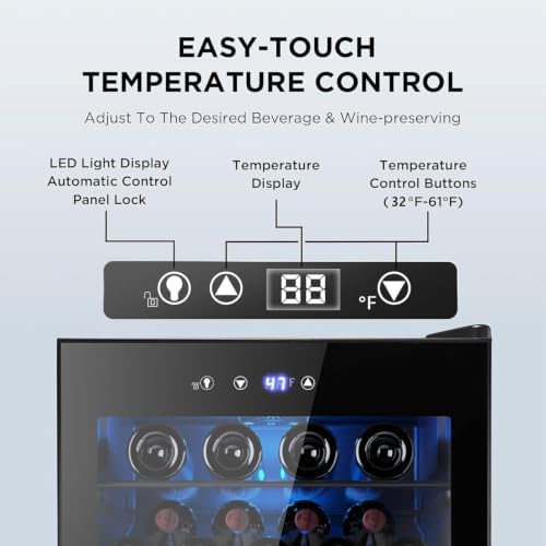 Electactic 37 Bottle Wine Fridge,Freestanding 145 Can Beverage Refrigerator with Smart Temperature Control，4.5 CU FT Quiet Mini Fridge with Child Lock Panel for Family Restaurant Bar, Black - Image 5