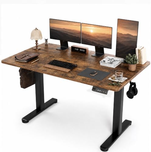 Claiks Electric Height Adjustable Standing Desk, 55x24 Inch, Rustic Brown by CLAIKS
