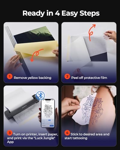 MUNBYN Tattoo Stencil Printer ITP06, 300DPI Wireless Thermal Tattoo Printer with 20 Transfer Papers, Tattoo Printers Compatible with Smartphone & PC for Tattoo Artists & Beginners - Image 6