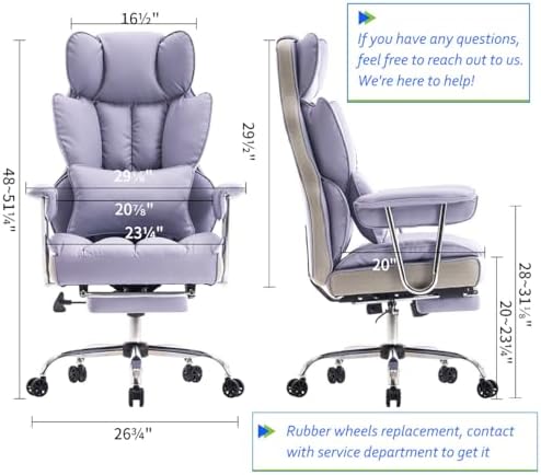 Efomao Big and Tall Office Chair 440LBS, Purple Heavy Duty Executive Chair with Footrest, Ergonomic Desk Chair for Home Office, Wide Computer Chair - Image 2