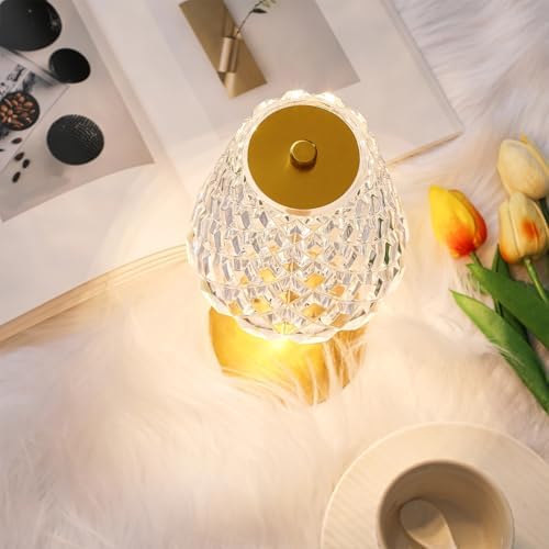 Liliful 4 Pcs Cordless Table Lamp LED Touch, Gold, Diamond Style - Image 5