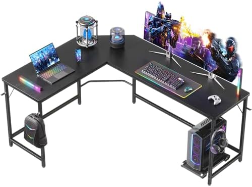 DUMOS 66" L Shaped Gaming Computer Desk, Sturdy Corner Table by DumosLifestyle