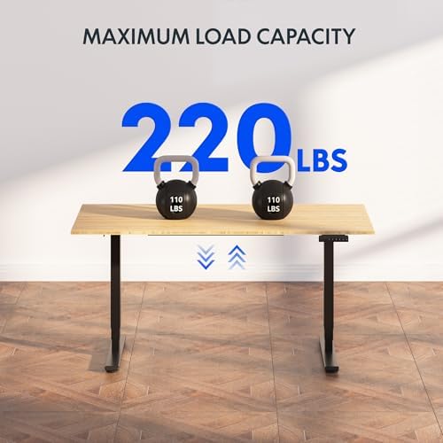 FlexiSpot E6 Bamboo 3-Stage Dual Motor 60 x 30 Electric Standing Desk Sit Stand Up Desk, Holds 220 lbs, Adjustable Height w/ Memory Presets, Solid Bamboo Desktop & Black Frame, Ships in 2 Boxes - Image 5