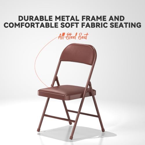 Nazhura Folding Chairs with Padded Vinyl Cushion Chairs with Comfortable Cushion and Durable Steel Frame for Home and Office, for Indoor and Outdoor Events (Brown, Vinyl, 20 Pack) - Image 4