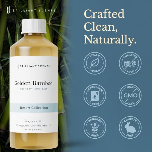 Brilliant Scents Golden Bamboo Fragrance Oil for Diffuser, 500ml - Inspired by Trump Tower Hotel Scent - Premium Home & Hotel Essential Oils for Waterless & Cold Air Diffuser, USA Made - Image 6