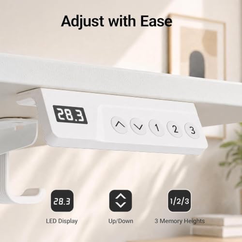 Claiks 48 x 24 Inch Electric Standing Desk White - Image 6