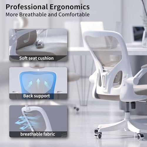Monhey Ergonomic Mesh Office Chair with Lumbar Support, Khaki - Image 3