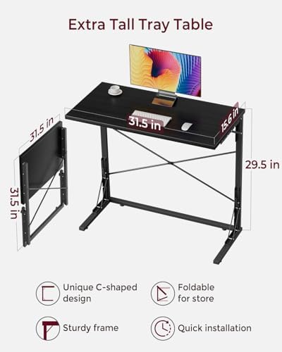 Vantic 31.5" Folding TV Tray Table for Eating on Couch Extra Large, Black - Image 3