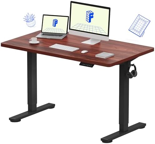 FLEXISPOT EN1 One-Piece Standing Desk, Electric Adjustable with 4 Memory Presets, 176 LBS Capacity, Stable & Quiet, Seamless Desktop for Home Office & Dual Monitors, 48"x24" Mahogany by Unknown