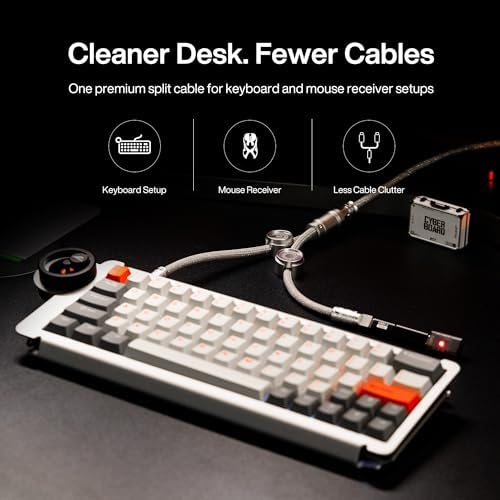 Angry miao Split Dual 8K Gaming Cable AM Edition 1.4m(4.6ft), High-Speed Dual Connection, Low Latency, Compatible with USB Type-C Devices, Durable Mesh Silver-Plated Wire - Silver Orbit - Image 5