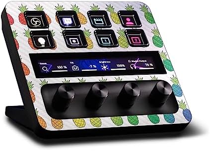 MightySkins Carbon Fiber Skin Compatible with Elgato Stream Deck + - Rainbow Pineapples | Protective, Durable Textured Carbon Fiber Finish | Easy to Apply, Remove, and Change Styles | Made in The USA by MIGHTY+SKINS
