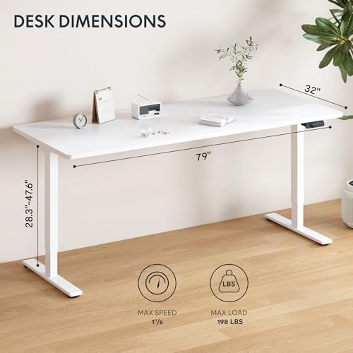 FLEXISPOT 79"x32" Electric Standing Desk, White - Image 3
