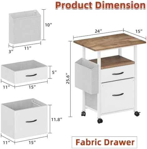 GYIIYUO 2 Drawer File Cabinet 24''W, Mobile Filing Cabinet, Printer Stand - Image 3