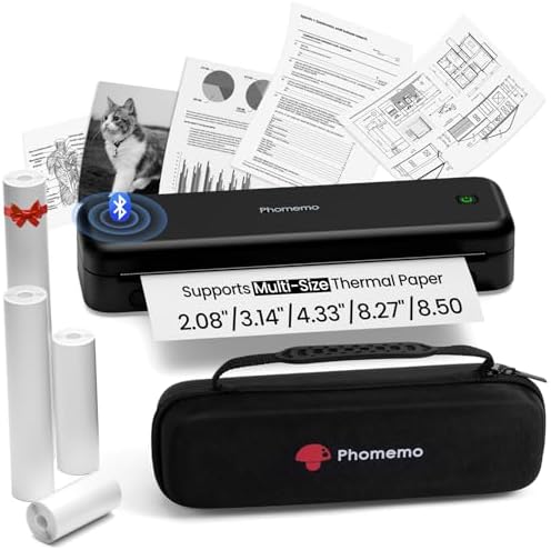 Phomemo M834 Inkless Portable Thermal Printer with a Case, 8.5 x 11, Black by Phomemo