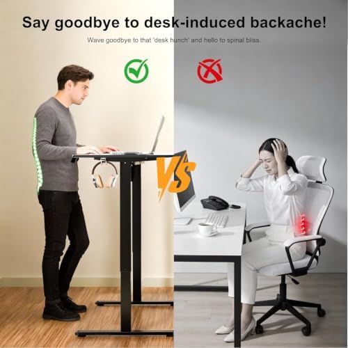 63"x24" Standing Desk, Height Adjustable Sit-Stand Home Office, Black - Image 5