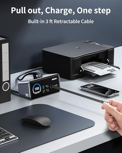 MOKiN 100W Max Charging Station with Retractable Cord, 8-in-1 Power Strip - Image 5