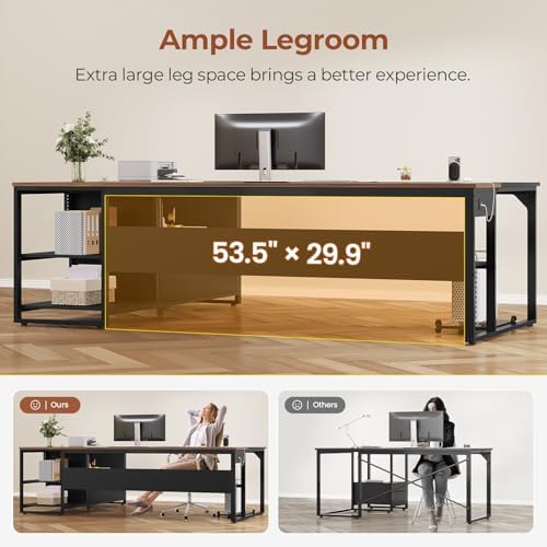 UPOSOJA 71" Executive Desk, L Shaped Office Desk with Widen File Drawers - Image 5