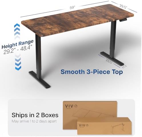 VIVO Rustic Vintage Brown 60 x 30 in Standing Desk, DESK-KIT-1B6N-30 - Image 3