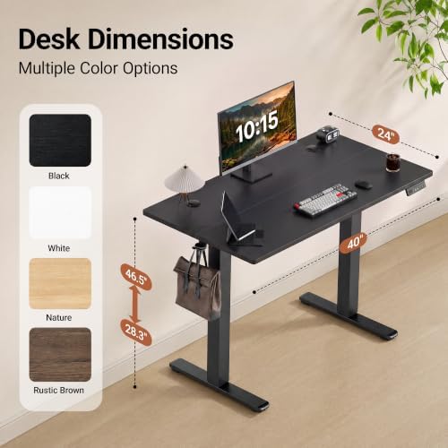 Claiks 40 x 24 Inch Black Electric Standing Desk - Image 3