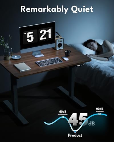 Electric Standing Desk, Gaming Desk, 40 x 24 Inch, Walnut - Image 6