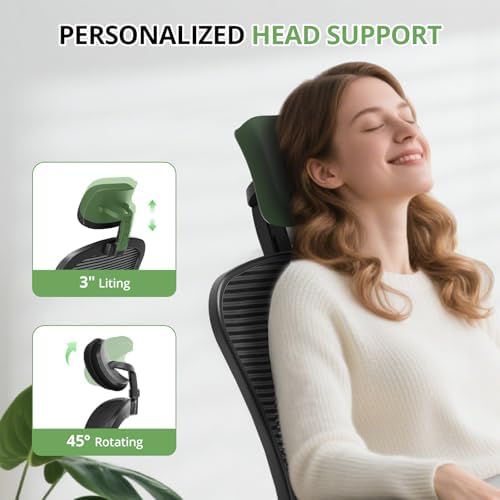 Office Chair Ergonomic Desk Chair, 330LBS Capacity, High Back Computer Chair for Long Hours Comfortable, Rolling Swivel Executive Task Chair for Home Office with Flip-up Armrests, Black - Image 5
