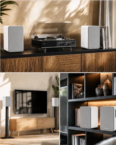 White Powered Bookshelf Speakers: 5-Inch Stereo for PC and Office - Image 6