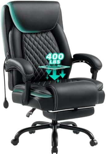 Reclining Office Chair with Foot rest,Comfy Desk Chair with Lumbar Support by Indulgear