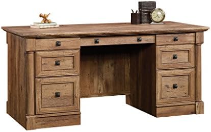 Sauder Palladia Executive Desk, 29.5"D x 65.1"W x 29.61"H, Vintage Oak finish by SAUDER%C2%AE