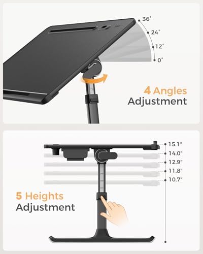 SAIJI Laptop Bed Table for Dual Screens, Lap Desk with Monitor Stand - Image 4